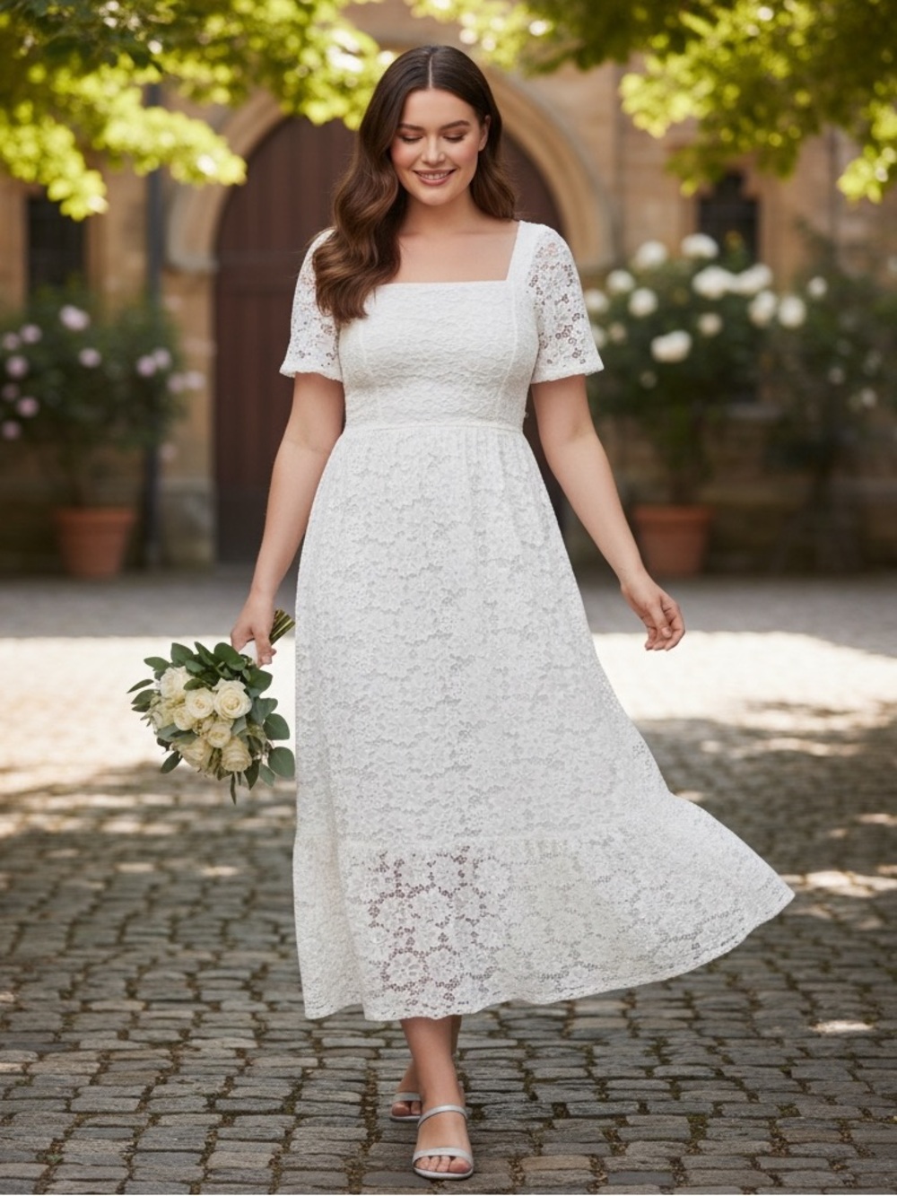 Draper James Carrie White Eyelet Lace Midi Dress Size 3X